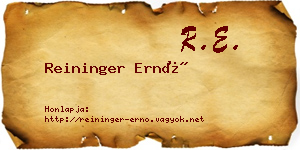 Reininger Ernő névjegykártya